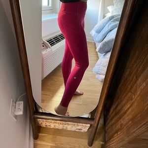 Hot pink Lululemon Fast & Free leggings